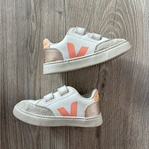 Veja Kids' White and Peach Sneakers